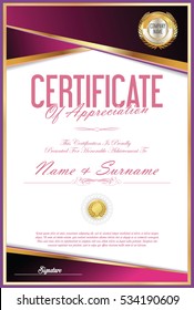 Certificate retro design template 