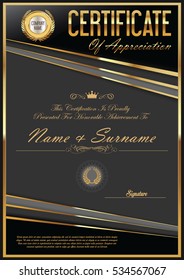 Certificate retro design template