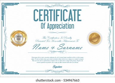 Certificate retro design template 