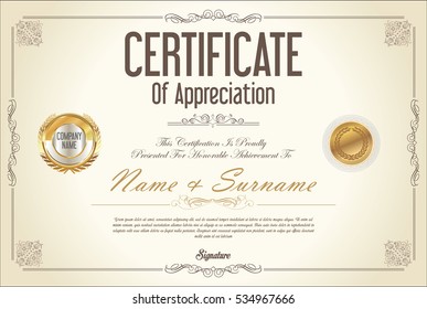 Certificate retro design template 