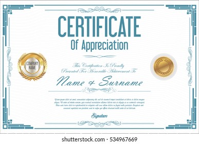Certificate retro design template 