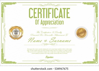 Certificate retro design template 