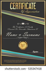 Certificate retro design template 