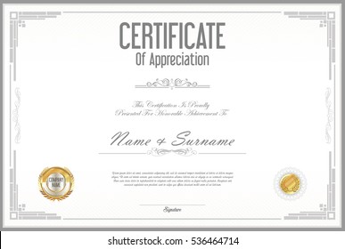 Plantilla de diseño retro de certificado