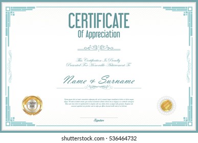 Certificate retro design template