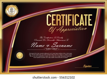 Certificate retro design template 