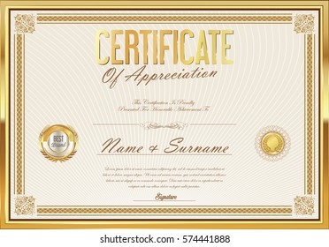 Plantilla de diseño retro de certificado