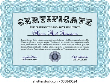 Certificate. Retro design. Vector certificate template.With quality background. 