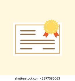 Certificate reward. Education, school learning, competition, reward, achievement concept. Flat vector design isolated illustration.