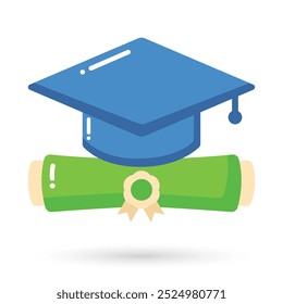 Ícone de rolagem de certificado com toga. Conquista, prêmio, concessão, conceitos de diploma para web, logotipo, aplicativo móvel, UI, UX.