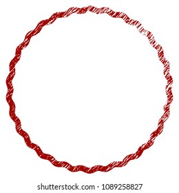 Certificate rosette circular frame distress textured template. Vector draft element with grainy design and distress texture in red color. Designed for overlay watermarks and rubber seal imitations.
