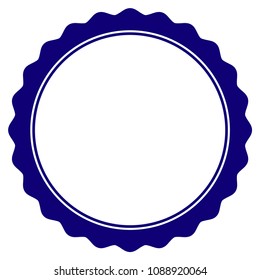 Certificate rosette circular frame template. Vector draft element for stamp seals in blue color.