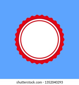 Certificate rosette circular frame template. Vector draft element for stamp seals in red color isolated on blue background. Vector illustration EPS 10.