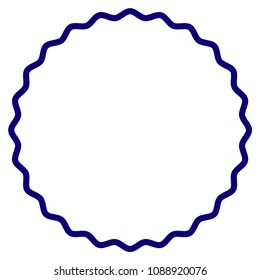 Certificate rosette round frame template. Vector draft element for stamp seals in blue color.