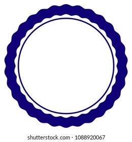 Certificate round rosette frame template. Vector draft element for stamp seals in blue color.