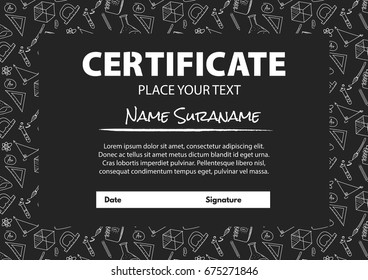 Certificate with school pattern on black