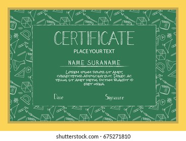 Certificate with school pattern on green