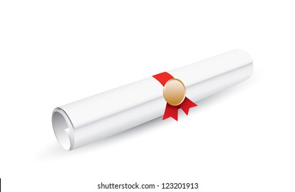 Certificate scroll  on white background. Vector