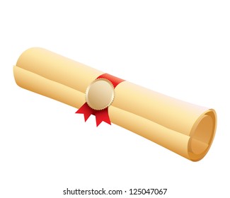 Certificate scroll on white background. Vector