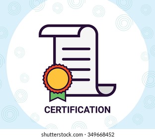 Certificate with seal certifying the authenticity of document icon
