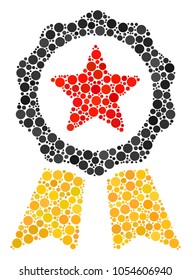 Certificate Seal composition of filled circles in various sizes and color tones. Filled circles are combined into certificate seal vector composition. Vector illustration.