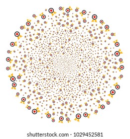 Certificate Seal exploding circle. Object pattern constructed from scattered certificate seal pictograms as exploding cluster. Vector illustration style is flat iconic symbols.