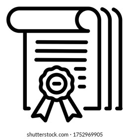 Certificate seal icon. Outline certificate seal vector icon for web design isolated on white background