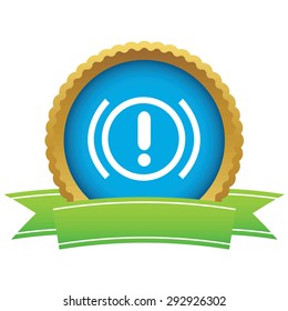 Certificate seal with image of alert sign, isolated on white