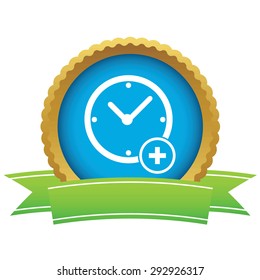 Certificate seal with image of clock and plus, isolated on white