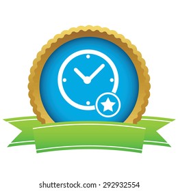 Certificate seal with image of clock and star, isolated on white