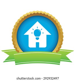 Certificate seal with image of house with light bulb, isolated on white