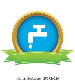 Certificate seal with image of tap and water drop, isolated on white