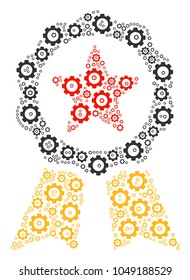 Certificate Seal mosaic of cogs. Vector mechanical wheel pictograms are united into certificate seal pattern.