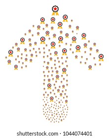 Certificate Seal pattern composed in the collection of forward direct arrow. Upwards motion arrow figure combined from certificate seal symbols.