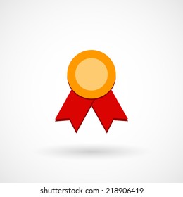 Certificate seal with ribbons flat icon. Vector illustration.