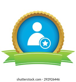 Certificate seal with user icon and star, isolated on white