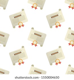 Certificate seamless pattern design, Repeat textile design. Fabric print.