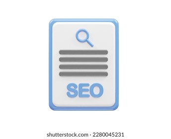 Certificate seo icon 3d render illustration