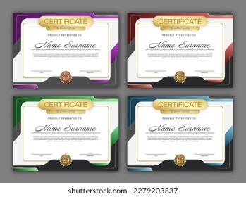 Certificate. A set of mock-ups of the certificate of recognition of education, training, achievements. Four color designs