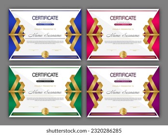 Certificate. A set of mock-ups of the certificate of recognition of education, training, achievements. Four color designs