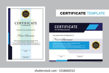 Certificate set template,Vertical and Horizontal