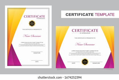 Certificate set template,Vertical and Horizontal