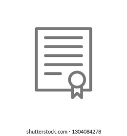 Certificate, signed document line icon.