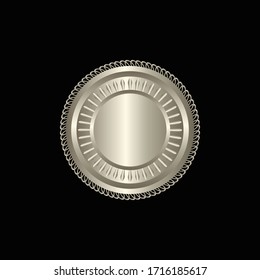 Certificate Silver foil seal or medal isolated, seal stamp gold luxury elegant banner icon