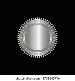 Certificate Silver foil seal or medal isolated, seal stamp gold luxury elegant banner icon