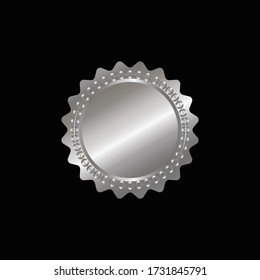 Certificate Silver foil seal or medal isolated, seal stamp gold luxury elegant banner icon
