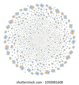 Certificate spiral stream. Element burst combined from scatter certificate items. Vector illustration style is flat iconic symbols.