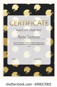 Certificate with sport helmet pattern