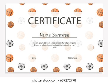 Certificate with sport pattern
