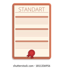 Icono estándar de certificado. Dibujo del icono vectorial estándar de certificado para el diseño web aislado en fondo blanco
